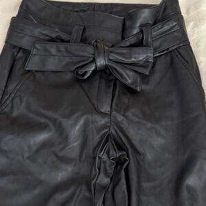 Elegant Black Faux Leather Pantsuit